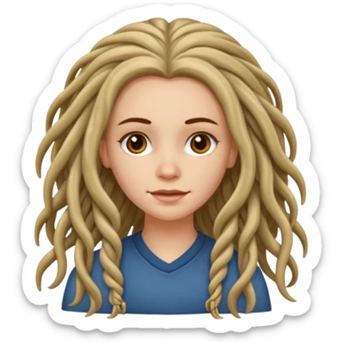 white girl, long wavy hair with just some dreadlocks  sticker