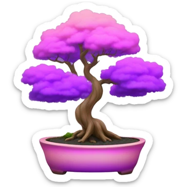 Bonsai small tree pot with gradient fill of purple to pink sticker