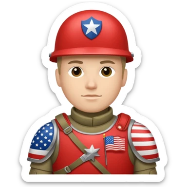 generate white full-armored american soldier with small usa flag on shoulder sticker