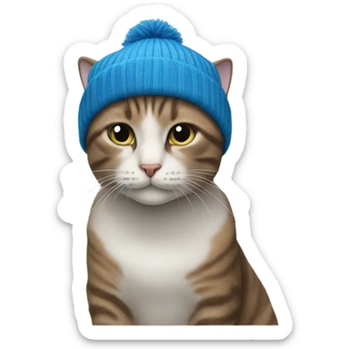 Cat wearing a blue beanie  sticker