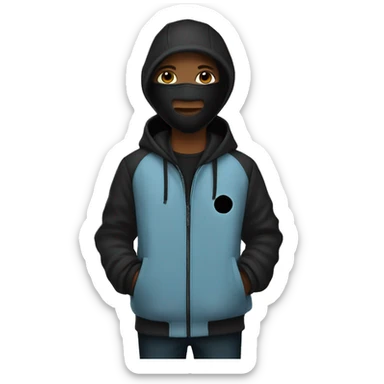 Un adolescente con abrigo negro y sky mask negra  sticker