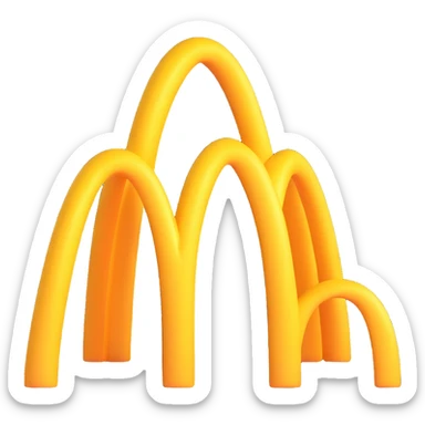 fake McDonald's logo with 3D effect, distorted arches, shiny and humorous sticker