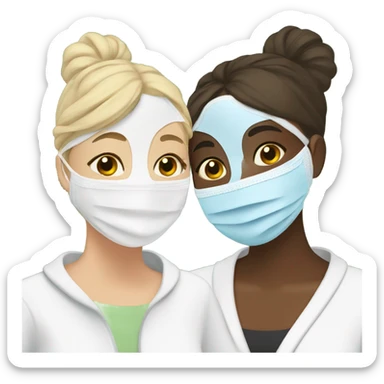 two friends doing skincare sticker