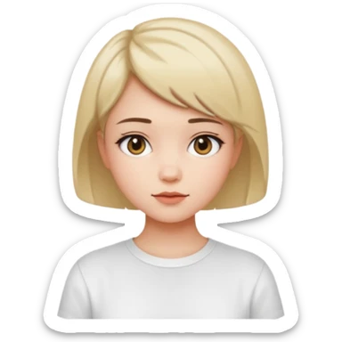 Gadis cantik, lucu, aesthetic, rambut pendek, baju putih sticker