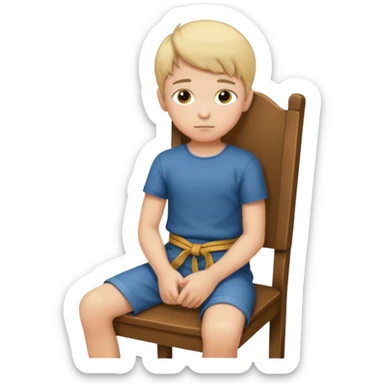Boy tied to chair sticker