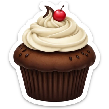 dark brown cupcake on white cream with no any deco sticker