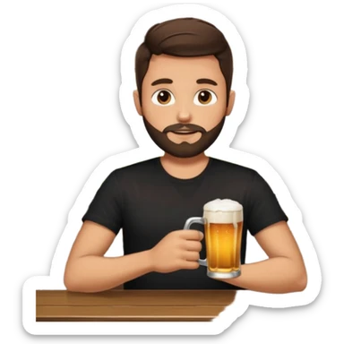 Brunette Guy with very short beard at the bar sticker