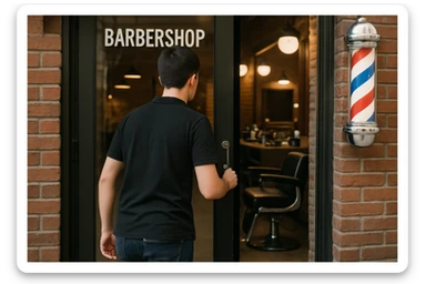 sartaroshxonaga kirib kelyotgan odam rakurs  ichkarigan hali o'smirin yoshda yuzi ko'rinmasin
 sticker