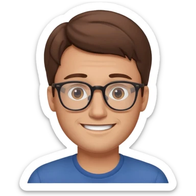 a young dad with brown hair, glasses, without beard sticker