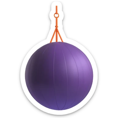 Exercise yoga ball gym equipment floating in the air, bright colors sticker