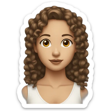 mid-twenties girl, fair skin with brunette curly hair. Similar to Alicia Keys. sticker
