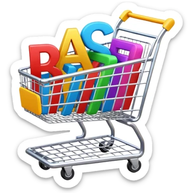shopping cart with AI letters inside sticker