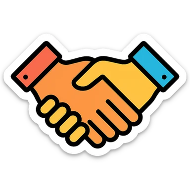 handshake icon with color and black outlines sticker