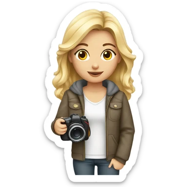 young white blogger with camera sticker