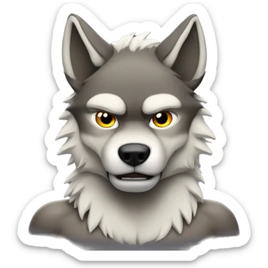 Wolf with muscles and abs sticker