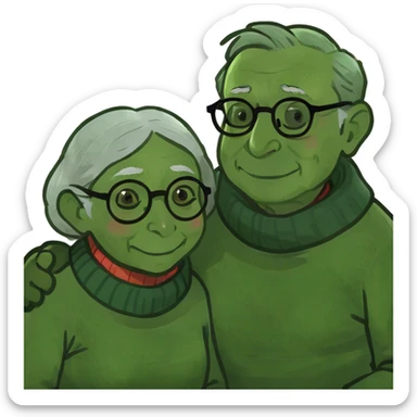 Old people couple sticker