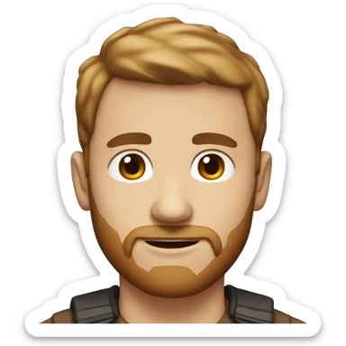 a guy with a short hair, white skin, brown skin, very short beard, alan delo sticker