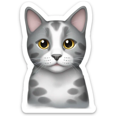 Grey cat with white spots sticker