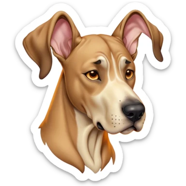 Cinematic Cute Yawning Fawn Great Dane Portrait Emoji, Head tilted slightly with a dramatic, wide-open yawn, revealing a smooth fawn coat with a refined texture, floppy ears slightly drooping, round amber eyes barely open in drowsy contentment, Simplified yet irresistibly adorable features, highly detailed, glowing with a soft, cozy glow, high shine, relaxed yet expressive, stylized with a touch of whimsy, bright and endearing, soft glowing outline, capturing the essence of a sleepy yet affectionate guardian, so drowsy it feels like it could stretch out of the screen and curl up for a nap! sticker