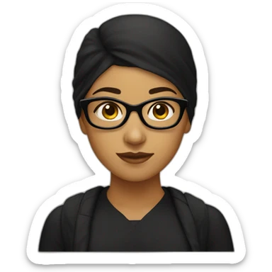 North african Nerd girl wearing black sticker