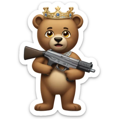 Bear with a gun and a tiara sticker