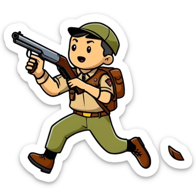 Scout character from Team Fortress 2 running with scattergun sticker