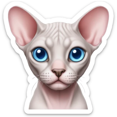 Pink sphynx cat with blue eyes with grey nose sticker