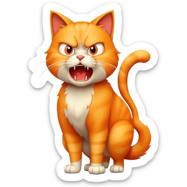 angry cat with fur standing up and hissing sticker