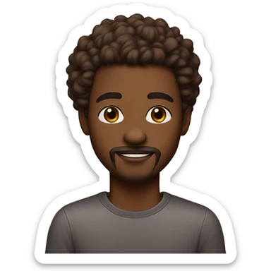 black guy in his 20's brown skin brown curly with some light parts hair a goatee but not full light eyes and nice eyebrows and long lashes not smiling  sticker