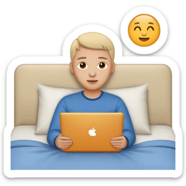 laptop working in bed sticker