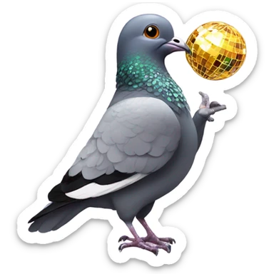 Pigeon with a disco ball  sticker