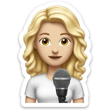 Blonde white girl with a microphone realistic  sticker