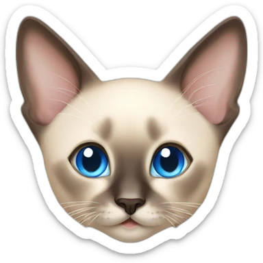 a Siamese kitten with blue eyes and a light spot on its nose sticker