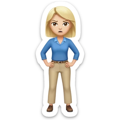 very angry blonde female teacher full body without glasses, hands on hips sticker