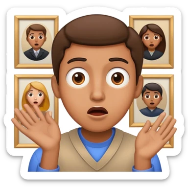 Haz un emoji de una persona sorprendida viendo arte de una manera que nunca antes la había visto sticker