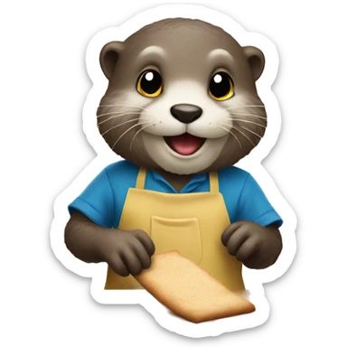 otter baking cookies sticker