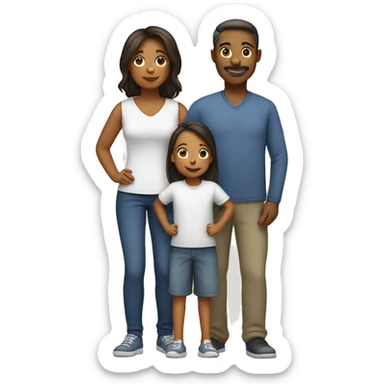 family with 2 girls and 1 boy, 2 mothers and 1 father sticker