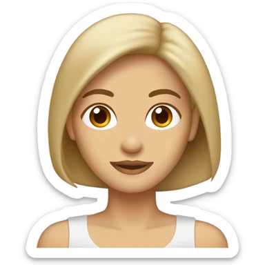 mujer pelo castaño claro, casi rubio, con ramera color beige, pero lacio y ojos cafe sticker