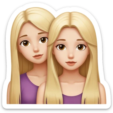 Pumped-up, realism, blonde straight long hair, sfw intimate pose girls sticker