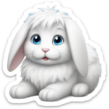 Fluffy bunny with blue eyes relaxing sticker