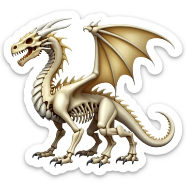 An epic shiny skeletal bone dragon, full body sticker