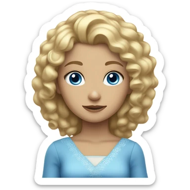 Blonde girl with curly hair and blue eyes looks like a princess sticker