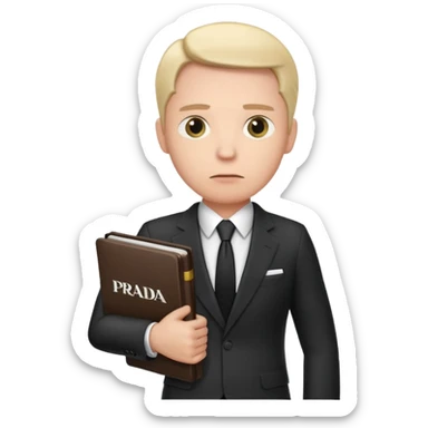 Boss holding the word prada sticker