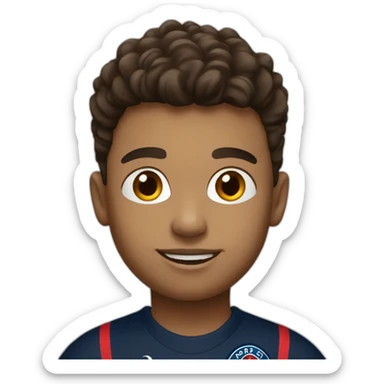 À boy with psg t-shirt gold and black,  brown hair and brown eyes sticker