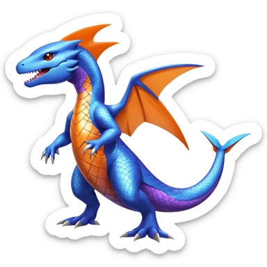 Shiny Koraidon-Latios-Salandit-Fakémon-hybrid-creature (full body)  sticker