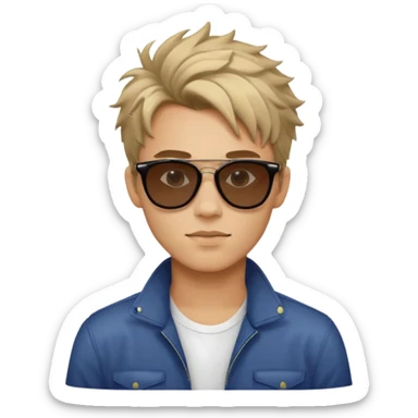 sigma boy, confident young man with sharp jawline, messy hair, sunglasses, relaxed vibe sticker
