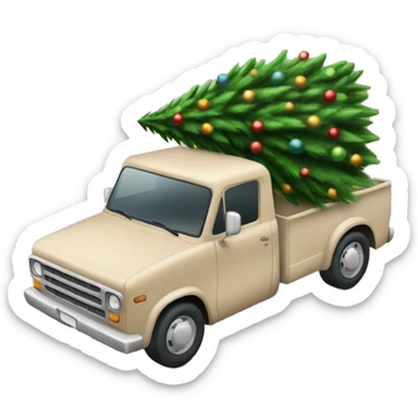 Beige truck with Christmas tree  sticker