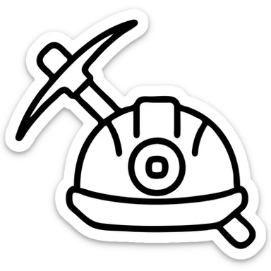 mining industry scene with a pickaxe and helmet sticker