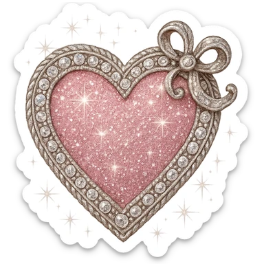 girly sparkling brooch, heart-shaped sticker