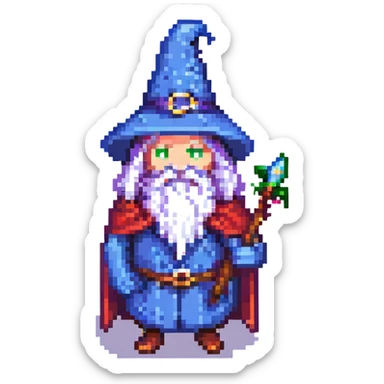 wizard bean pixel art sticker